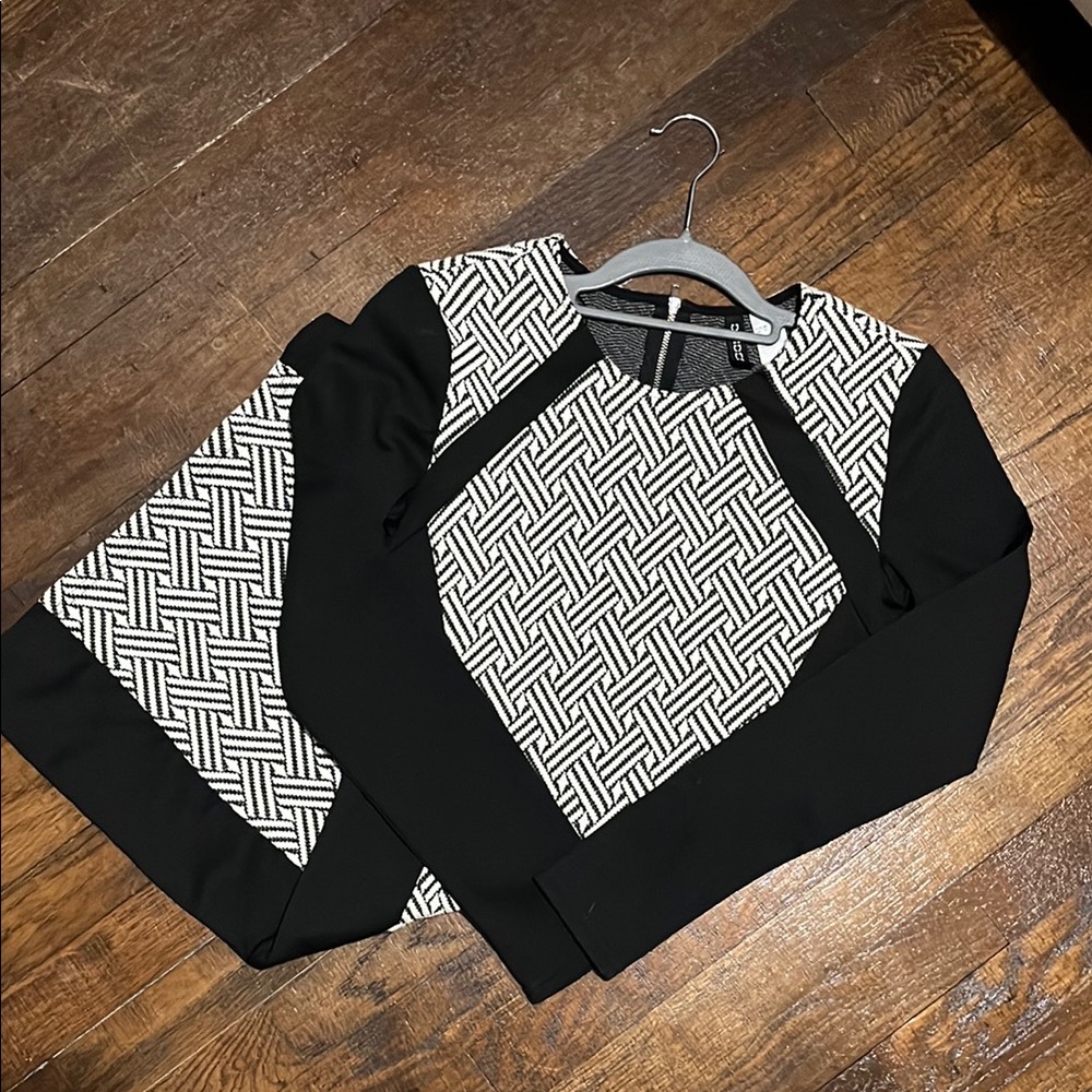 Chic Black and White Patterned Dress